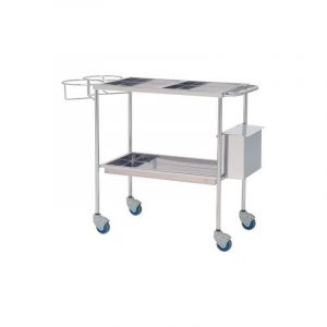 Carro Curas Inox 3 Bandejas. Cubo Restos y Portabombonas